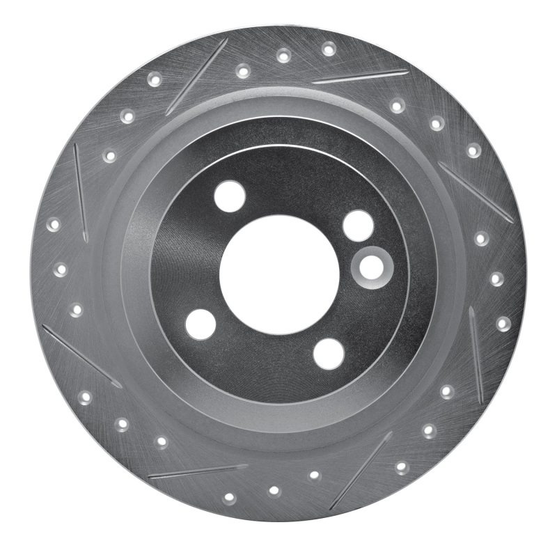 Mini Cooper Clubman Brake Rotor (1) - Rear Left - R1 Concepts - Drilled & Slotted - Silver - `09-`14